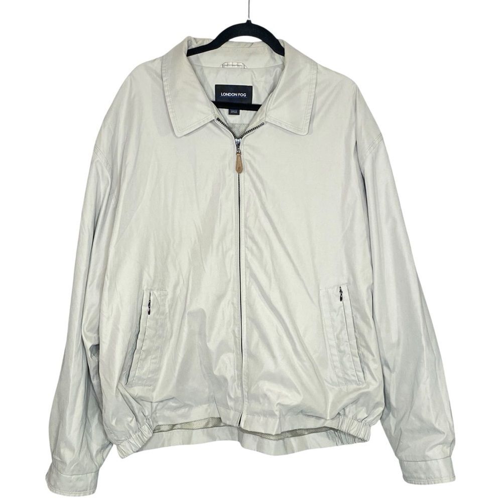 London Fog Mens Windbreaker Classic Beige Size XXL Weather Resistant w Pockets